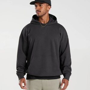 Gymshark Mens REST DAY ESSENTIALS HOODIE Onyx Grey XL